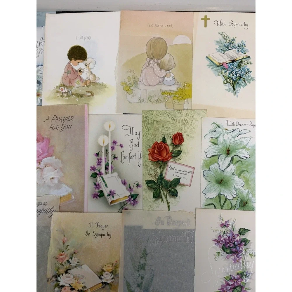 Vintage Sympathy Cards Fronts ONLY Scrapbooking Crafts Decoupage Lot of 50+